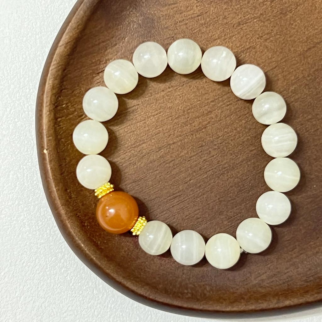 10mm Round Beads Calcite Bracelet for Women Elastic Beaded Bracelet Natural Stone Bangle DIY Jewelry Gifts
