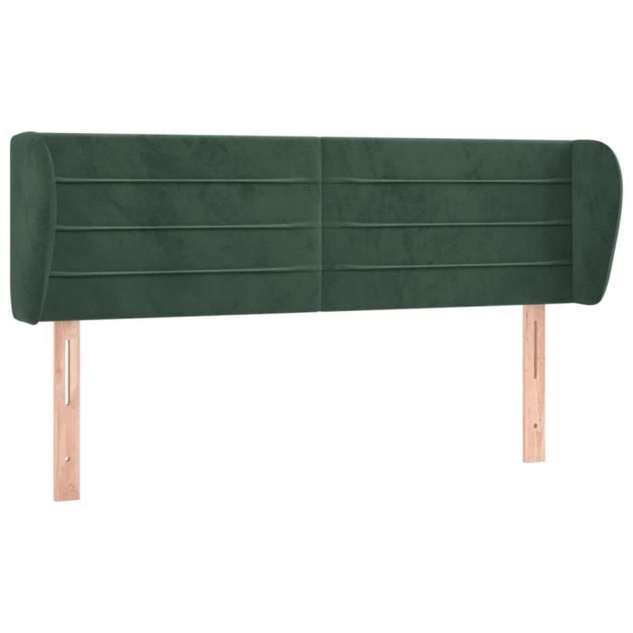VidaXL Tête de lit avec oreilles Vert foncé 147x23x78-88 cm Velours3117335