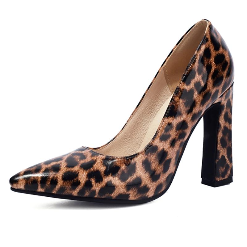 

Женские туфли-лодочки с леопардовым принтом на высоком каблуке, сексуальные, весна 2025 г., туфли-лодочки с острым носком, на блочном каблуке, для стриптиза, женские, большого размера 45 47 леопардовый
