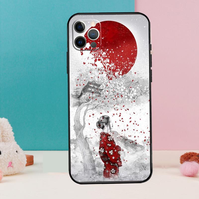 Japanese Geisha Phone Case For iPhone 17 Air 16 15 13 12 11 14 Pro Max 12 13 mini 15 16 Plus 16e Cover Coque