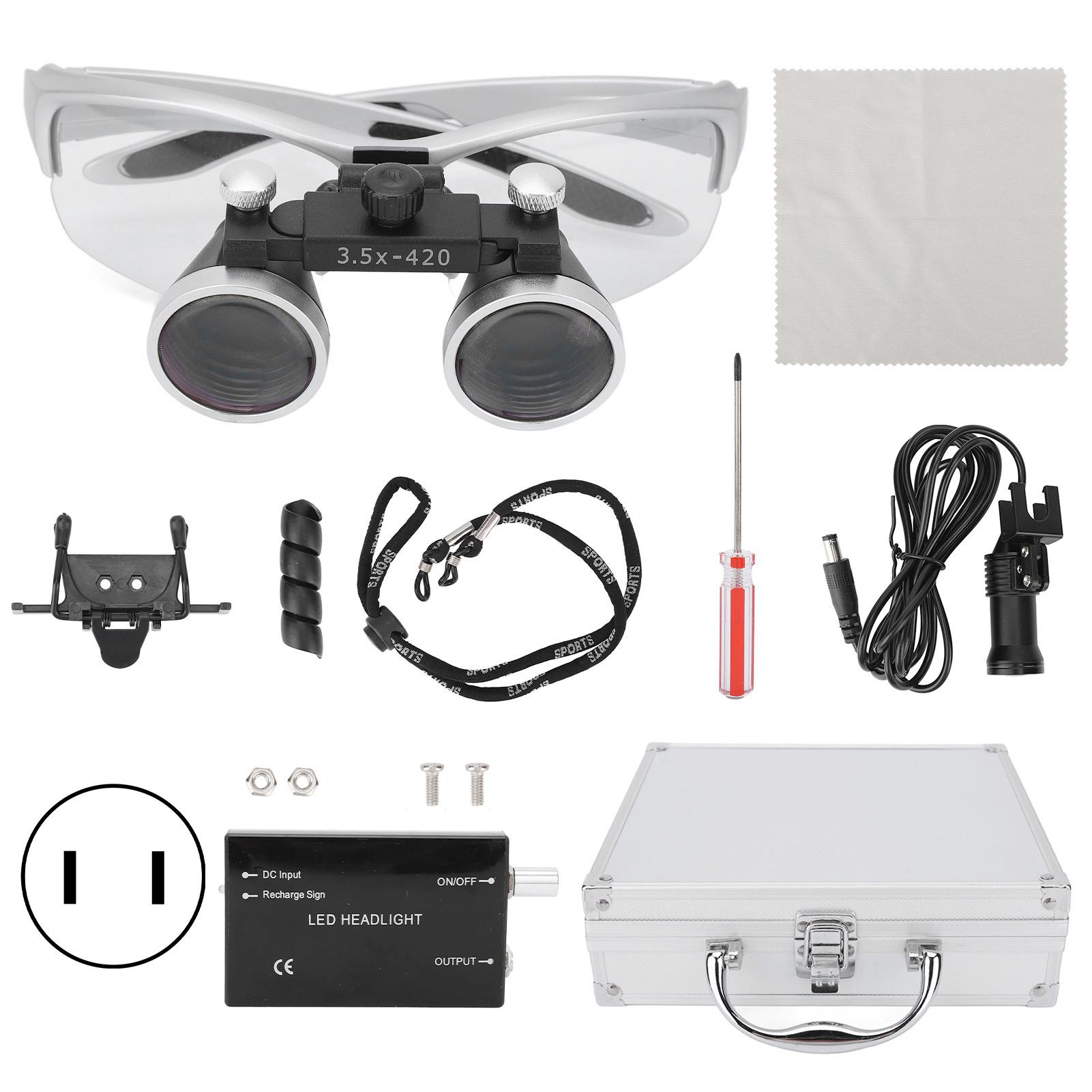 

3.5X Хірургічна лупа Регульований кут світла Портативна налобна лупа для стоматології US PLUG