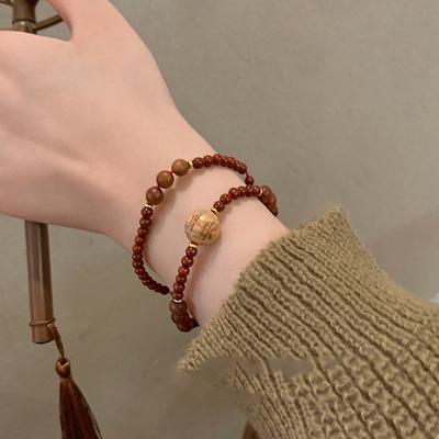 Ping An Happy Fu Náramek z čínského kamene pro štěstí Dámský Retro Etnický styl Niche Design Korálkový šperk