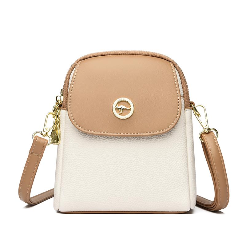 Fashion Color Blocking PU Leather Woman Mobile Phone Bag and Purses New Leisure Lady Crossbody Bag Luxury Designer Shoulder Bag