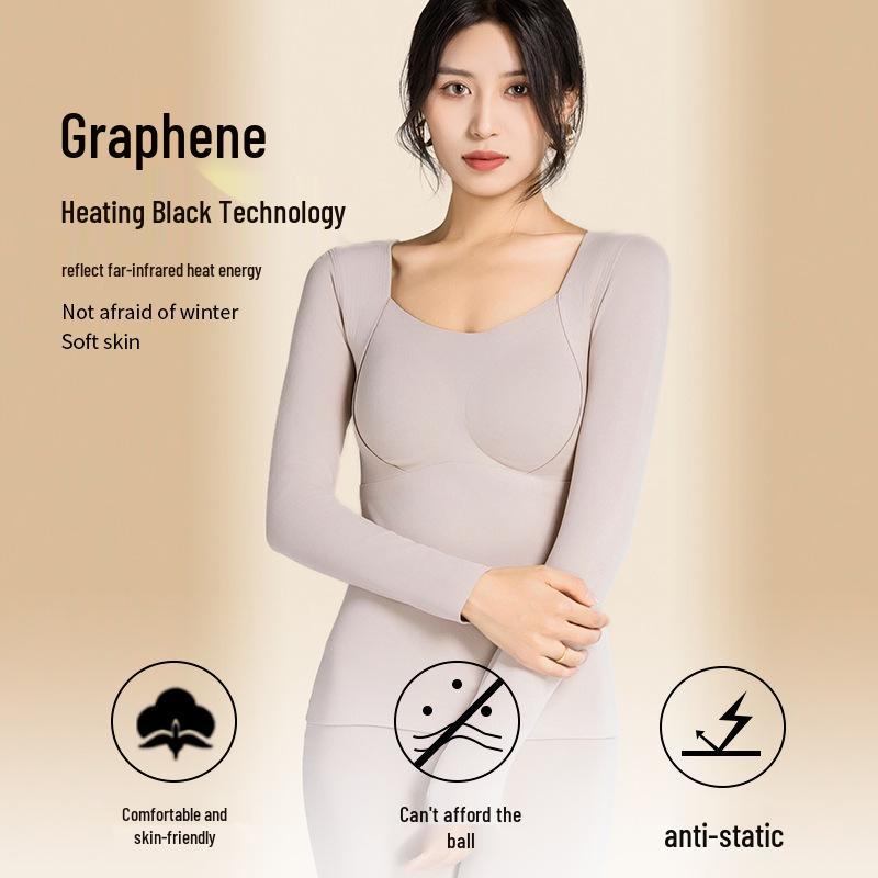 Women's Graphene Heated Long Sleeve Underwear Set with Padded Top & Leggings