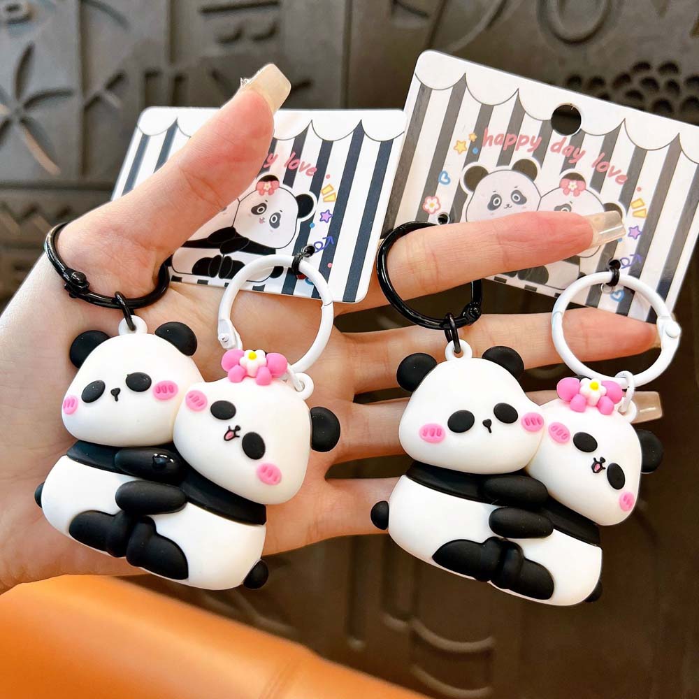 

Creative Magnetic Dog Keychain Cartoon Panda Car Keyring Funny Couple Backpack Pendant Kids Girls StyleB