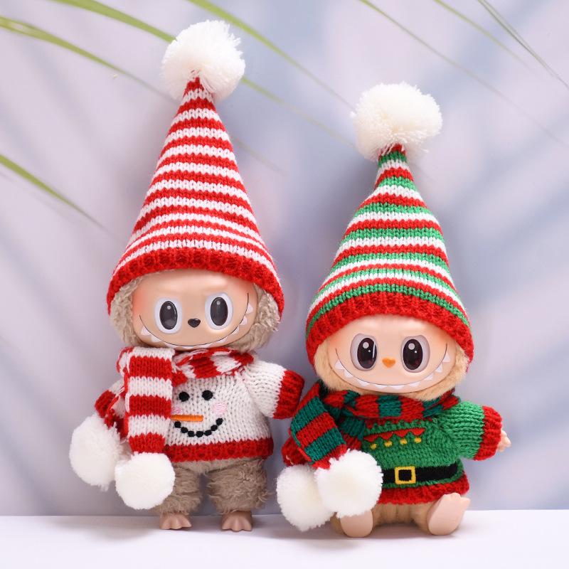 Labubu Snowman Christmas Sweater & Dress-Up Doll Clothes: First & Second Gen Pendant Blind Box
