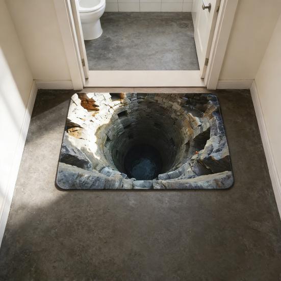 Floor Mat 3D Optical Illusion Rug with Realistic Hole Effect Soft Non-Slip Pet-Friendly Carpet Living Room Hallway Decorative Rug