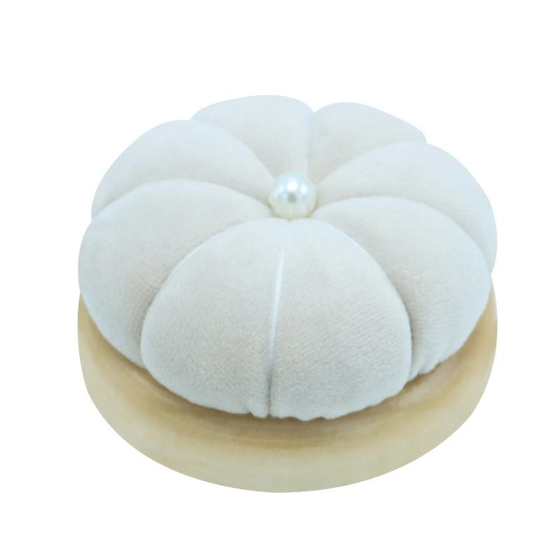 1Pc Wooden Solid Color Pumpkin Shape Pincushions Needle Cushion+100pcs Pearl Head Needle DIY Sewing Crafts
