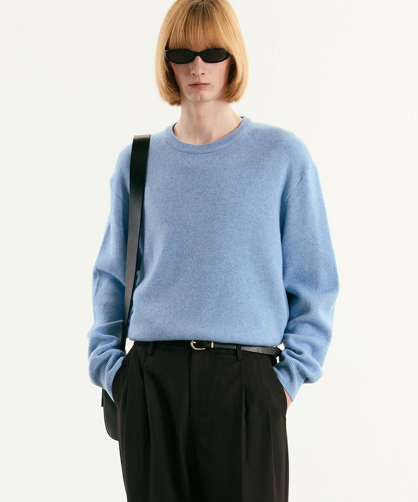 Tienjiti Wool Blended Round Neck Sweater (Melange Blue) Tnsw5F105B2
