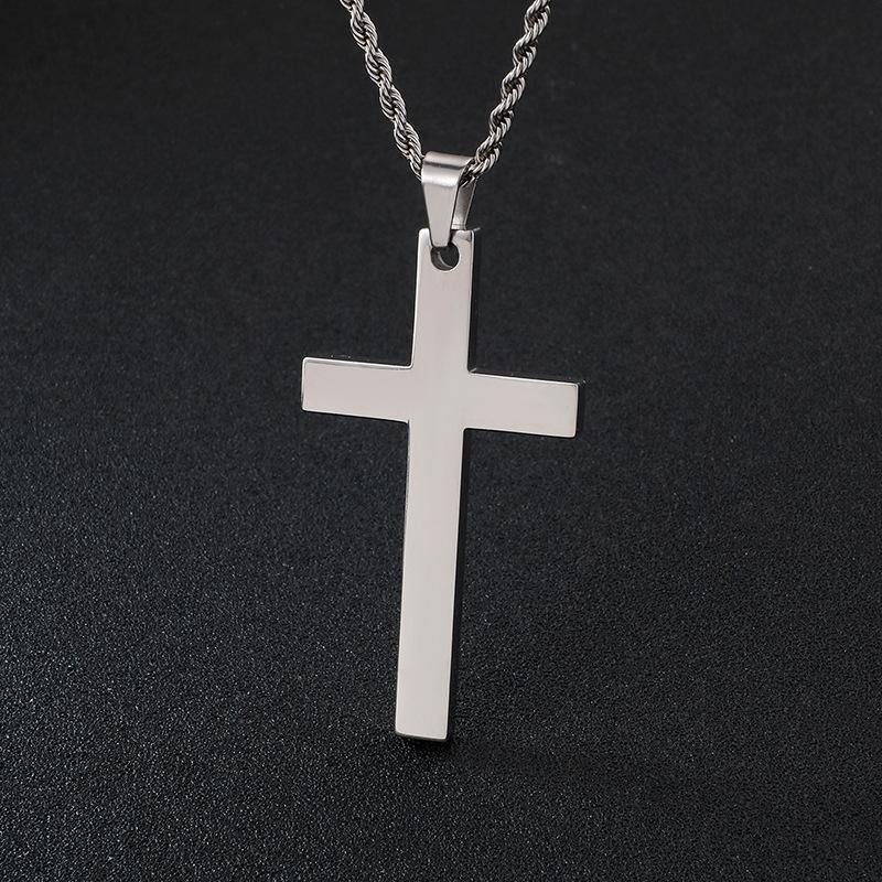 Titanium Steel Simple Cross Necklace Pendant, Stainless Steel Jewelry