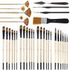 Foreign Trade Nylon Painting Brush Set - 10 Pieces, Red & Blue Handles, Flat Gouache & Oil Brushes