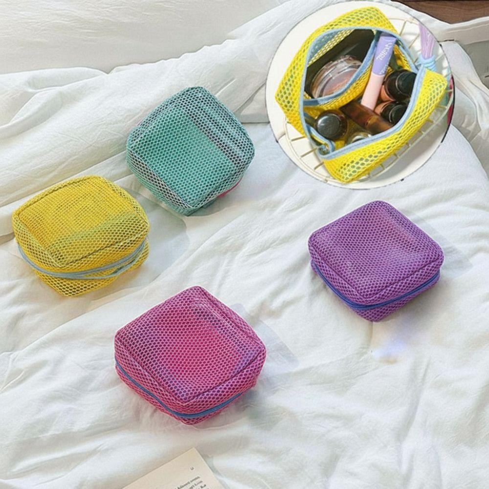 Modische Dopamin-Farbe Aufbewahrungstasche Bonbonfarbe Kosmetiktasche Netz Kosmetiktasche Große Kapazität Make-up-Etui