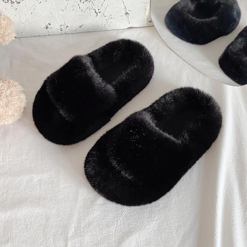 Children's Slippers Girls Open Toe Plush Fur Shoes Kids Soild Warm  Indoor Non Slip Rubber BottomMulti-style Cotton Slipper