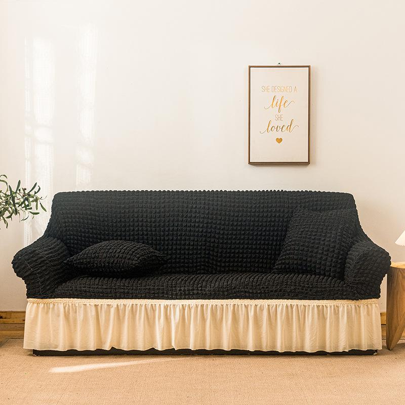 1/2/3/4 Flying Seat Seersucker Living Room Sofa Cover Elastic Sofa Cover Elastic Solid Thickness Elastic Sofa Cover