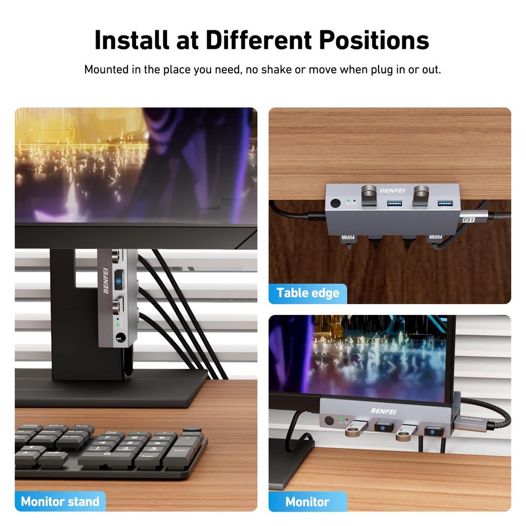 BENFEI HDMI KVM Switch (8K@60Hz/4K@240Hz) USB Switch with 4 USB 3.0 Ports, for 2 Computers, Shared Monitor, Keyboard, and Mouse. Easy Connection with