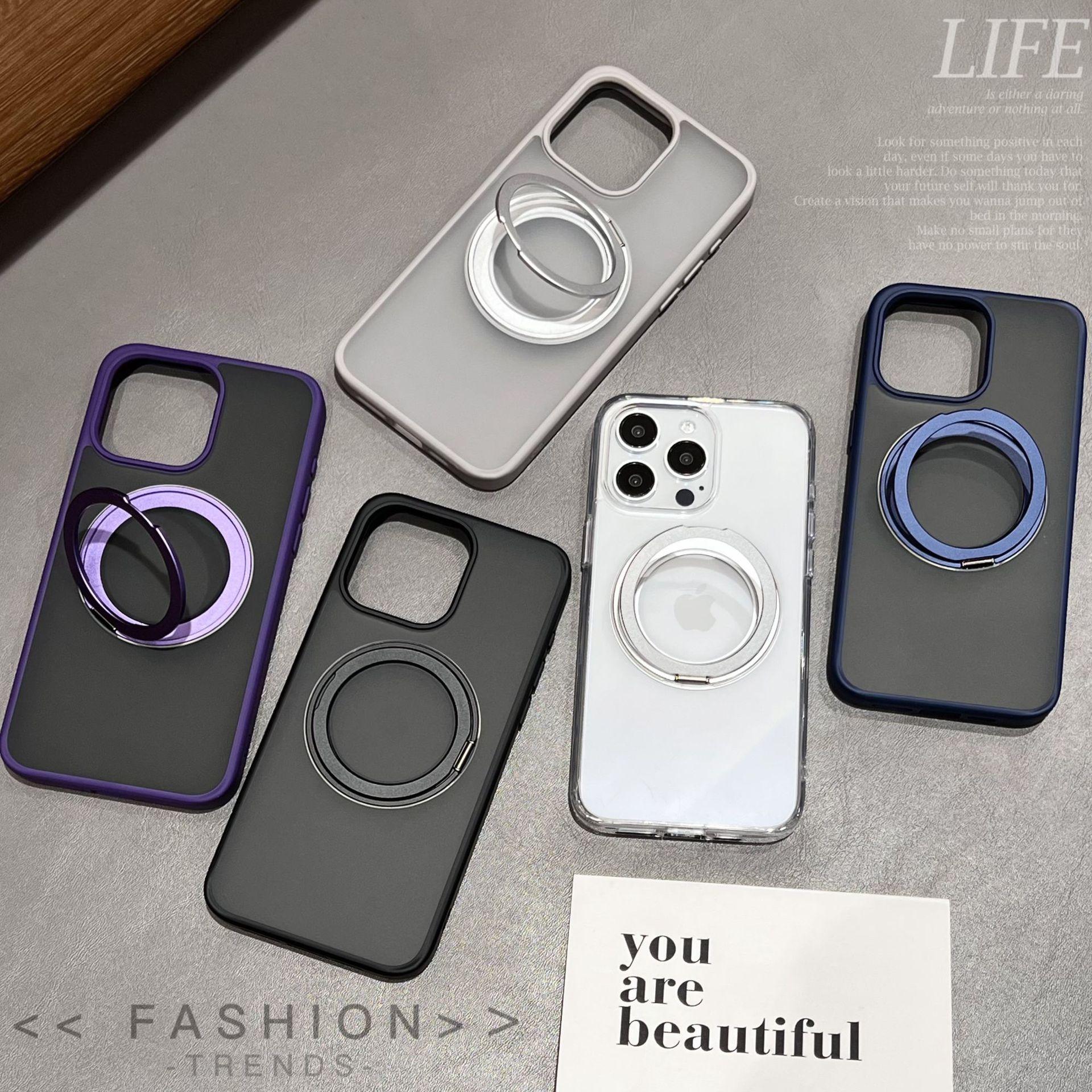 

Suitable For IPhone+15+ProMax Matte Magnetic 14 Invisible Rotating Bracket Pivot Transparent Phone Case iphone14 безодня