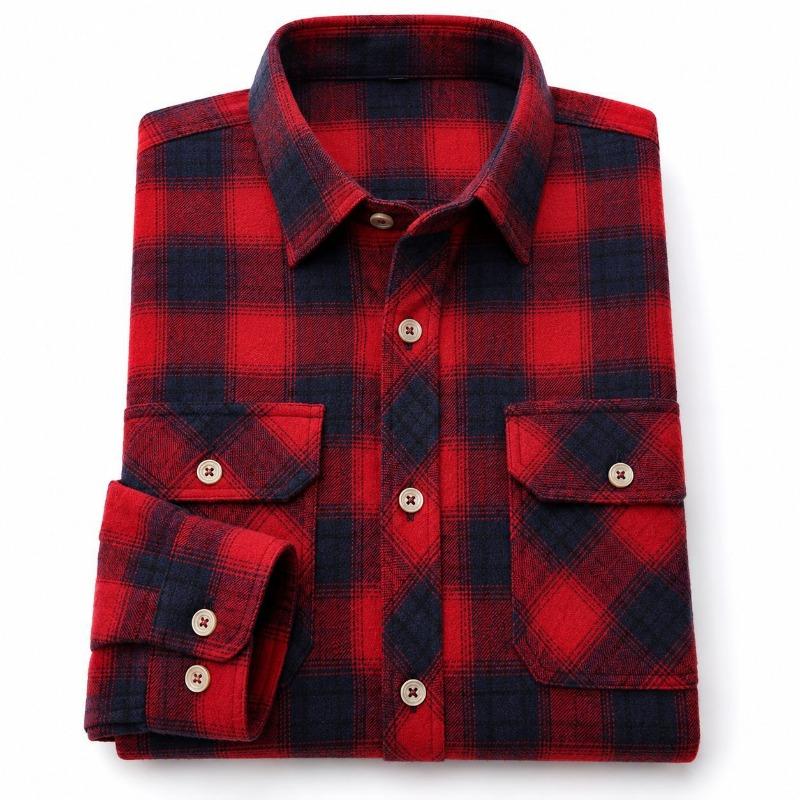 Classic Plaid Loose Fit Long Sleeve Casual Shirt For Men