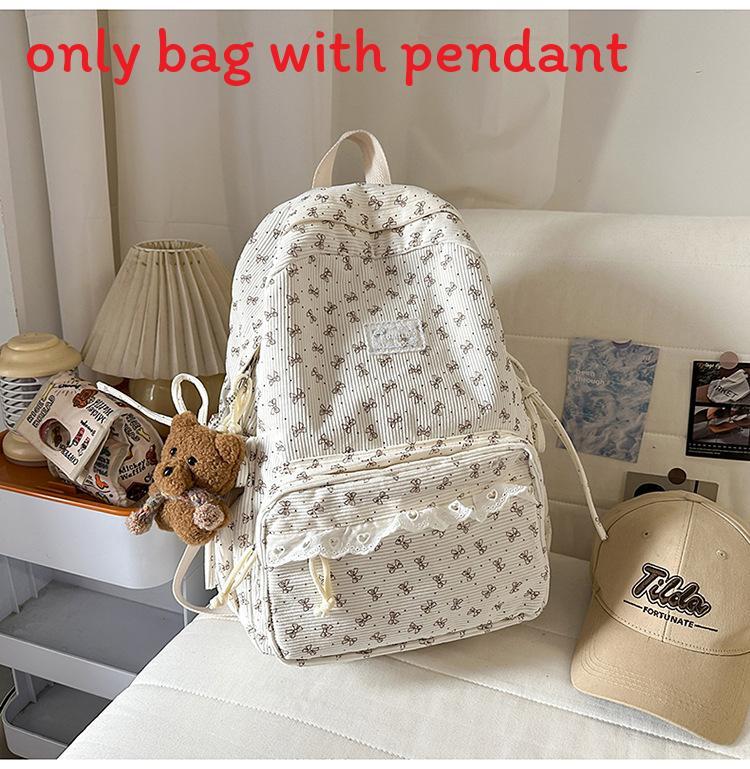 Korean Style Girls Backpack With Bow Pattern For School And Travel Purposes