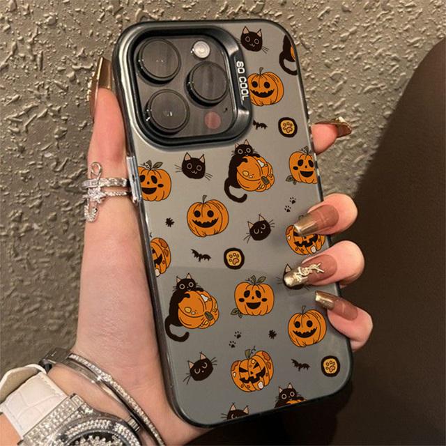 

Модный чехол для телефона с принтом тыквы и кошки на Хэллоуин, противоударный, для iPhone 16 Pro Max 15 14 13 12 11, чехол-накладка, бампер for iPhone 16. чёрный