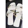New Large-sized Fashionable One-line Flat Slippers and Square-toed Casual Shoes
