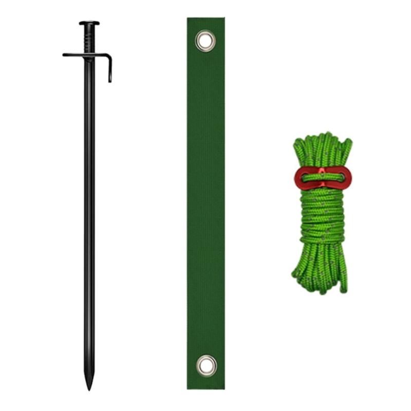 Green Recyclable Ground Stake Dowels Set 30cm Size Iron Nylon with 40cm Straps for Flexible Outdoor Use Long Lasting