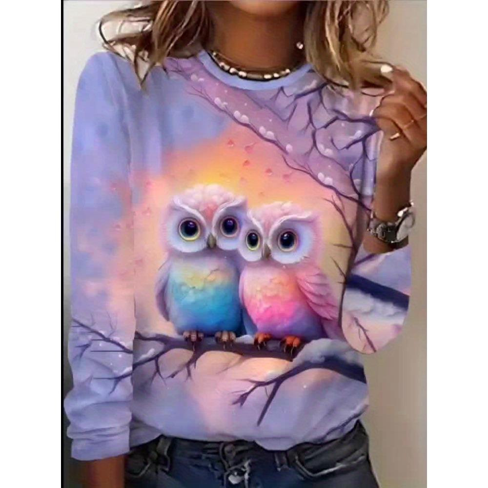 Spring and Autumn Fashion Women's Long Sleeve Crew Neck T-Shirt, Women's Casual Top