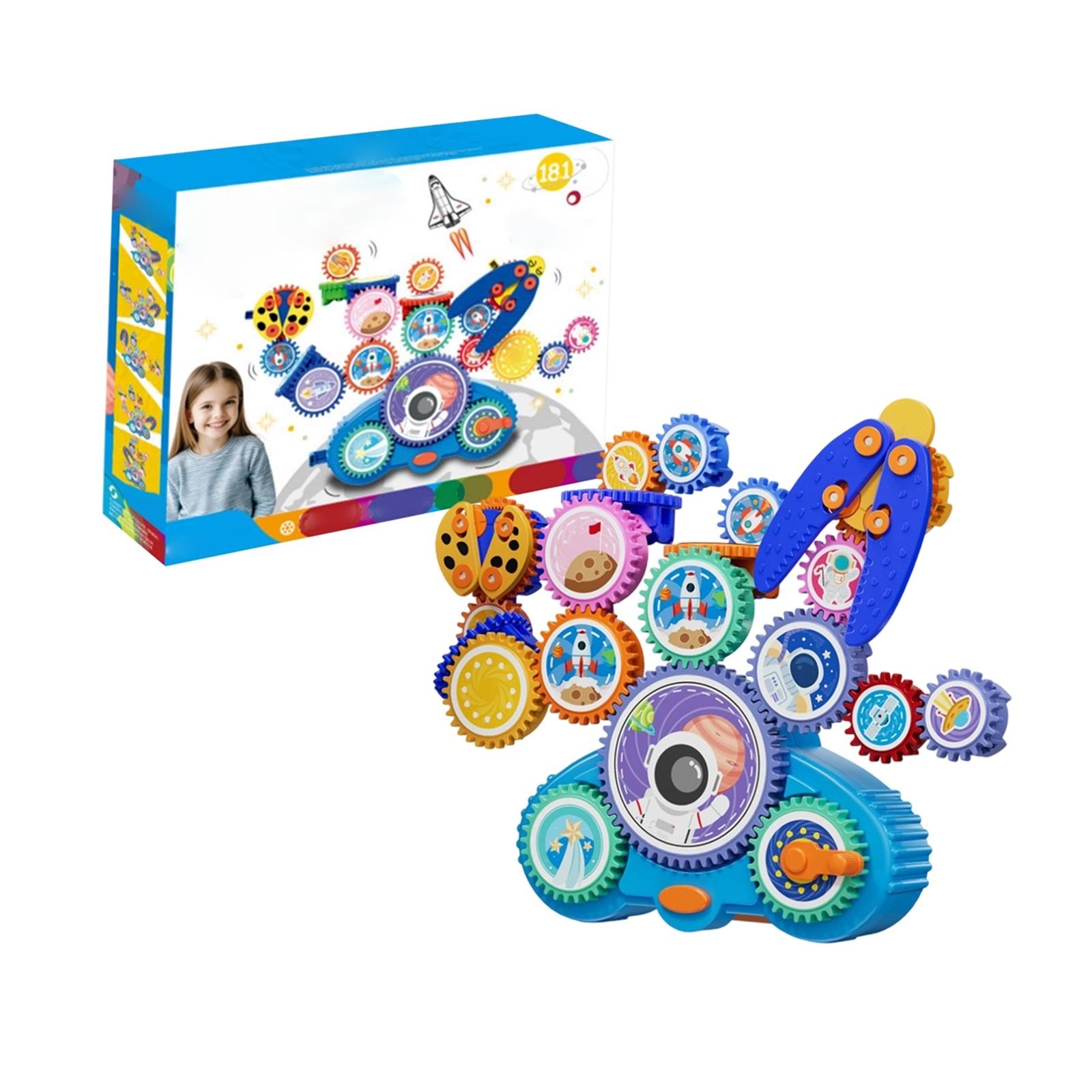 Educational Gear Building Toy Set with 181 Pieces Interlocking Gears Construction Kit for Creative Mechanical Assembly and STEM Learning One Size