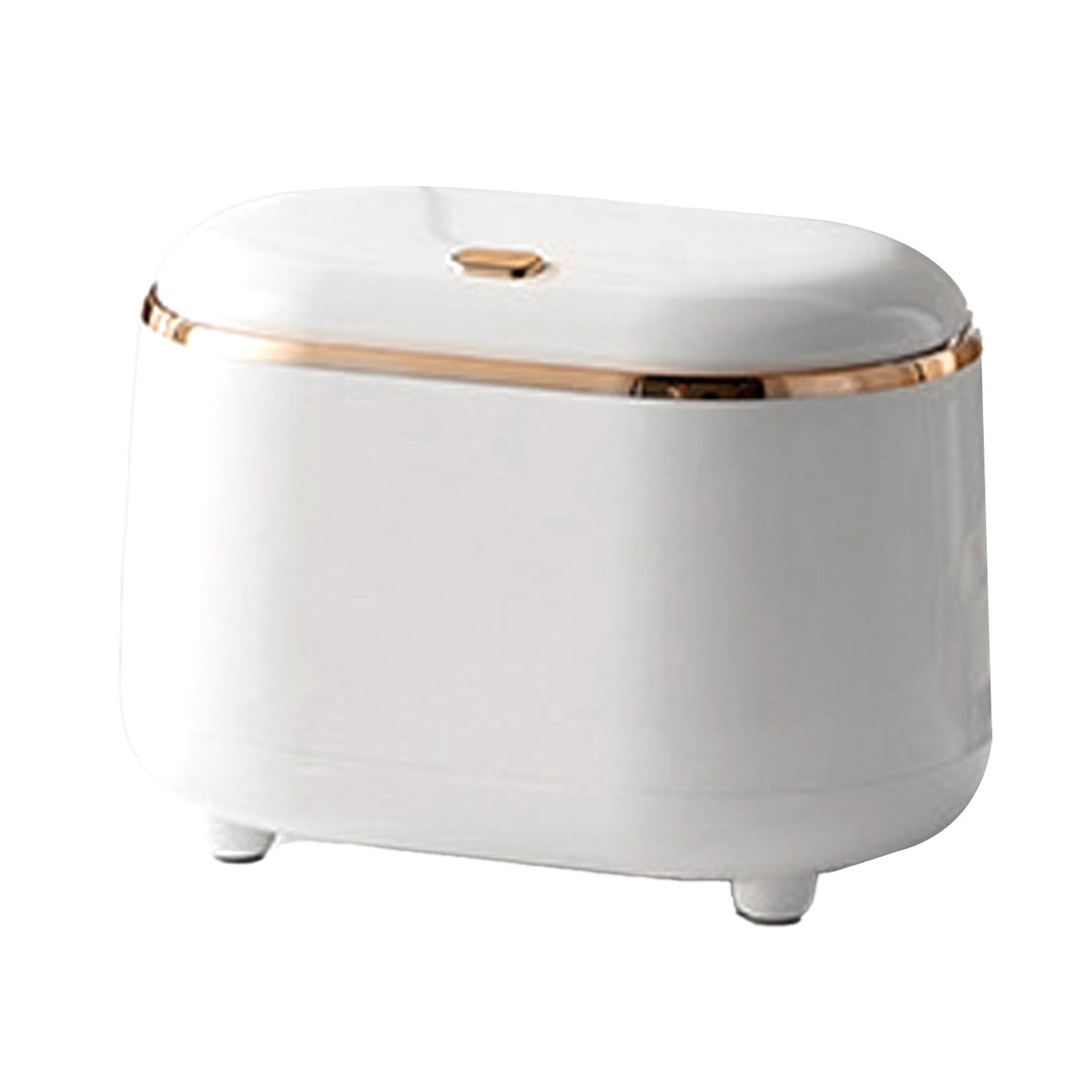 

Trash Can with Press Type Lid Plastic Oval Tiny Desktop Countertop Waste Garbage Bin Or Home Kitchen Bedroom Bathroom