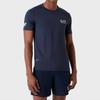 Emporio Armani EA7 Series Letter Logo Print Mesh Spliced Short Sleeve T-Shirt Men tops Blue 8NPT22-PJEMZ-1554