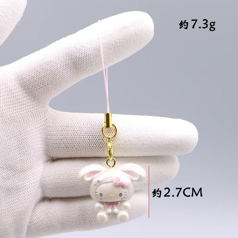 Vintage Pink Heart Lock Hello Kitty Pendant Accessories Cute And Charming Japanese Charm Shell Angel Wings Devil Hello Kitty Keychain Gifts