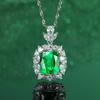 S925 Silver Luxurious Emerald Blue & Red Pendant Necklace with 5A Diamonds for Women