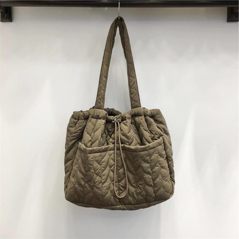 Autumn and winter soft underarm down bag women's large capacity lightweight pleated nylon cotton clothes cloth bag shoulder bag