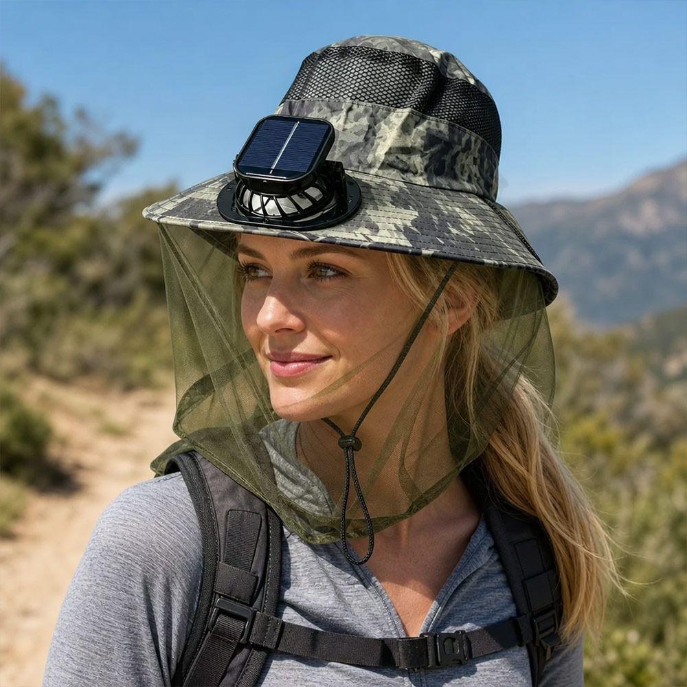 Camouflage Fisherman Hat Wide Brim Mosquito-proof Hat Creative Fishing Sun Cap  Summer