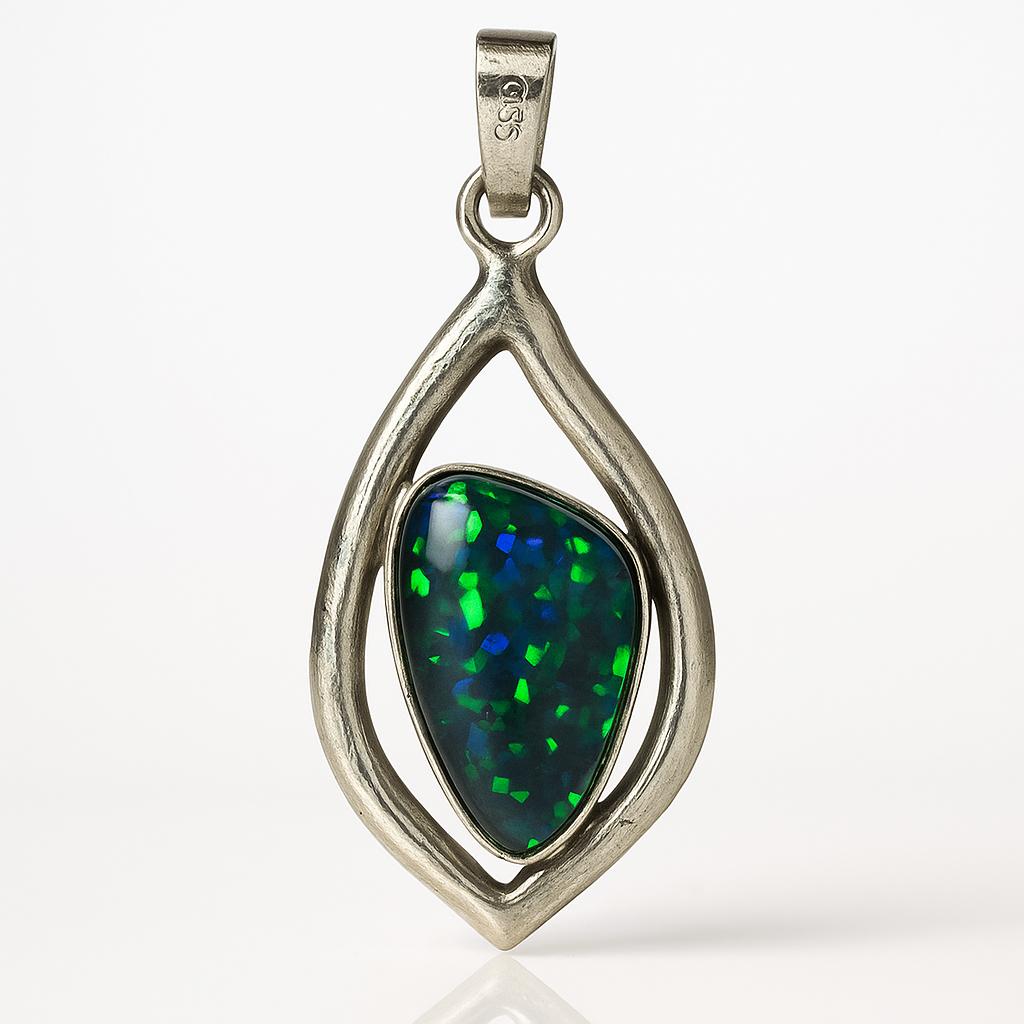 31 Ct Natural Fire Opal Fancy Shape Pendant 925 Sterling Silver Certified