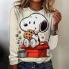 Fashion Women's T shirt  Snoopy printed Daily Sweatshirt Casual Long Sleeve Crew Neck Spring Fall sportswear