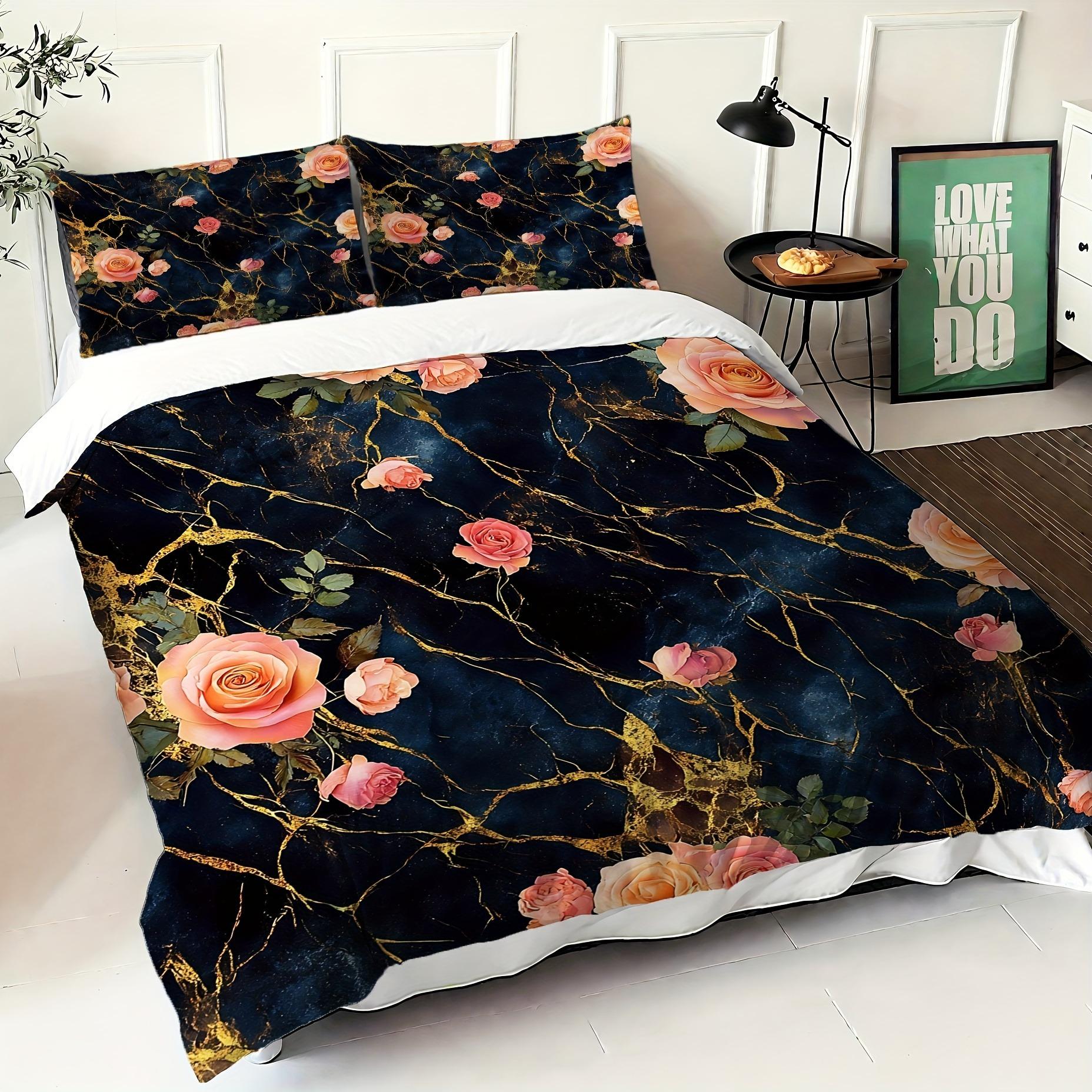 

Flower Marble Bedding Set 3D Printed Duvet Cover Set Soft Single Twin Double Queen Size Bed Set Home Decorations For Bedroom Eu Single 135x200cm