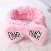 Custom Logo OMG Bowknot Wash Face Hairband Rabbit Cat Ear Cute Plush Lady Soft Women Elastic Hair Band Flannel Make up Headbands