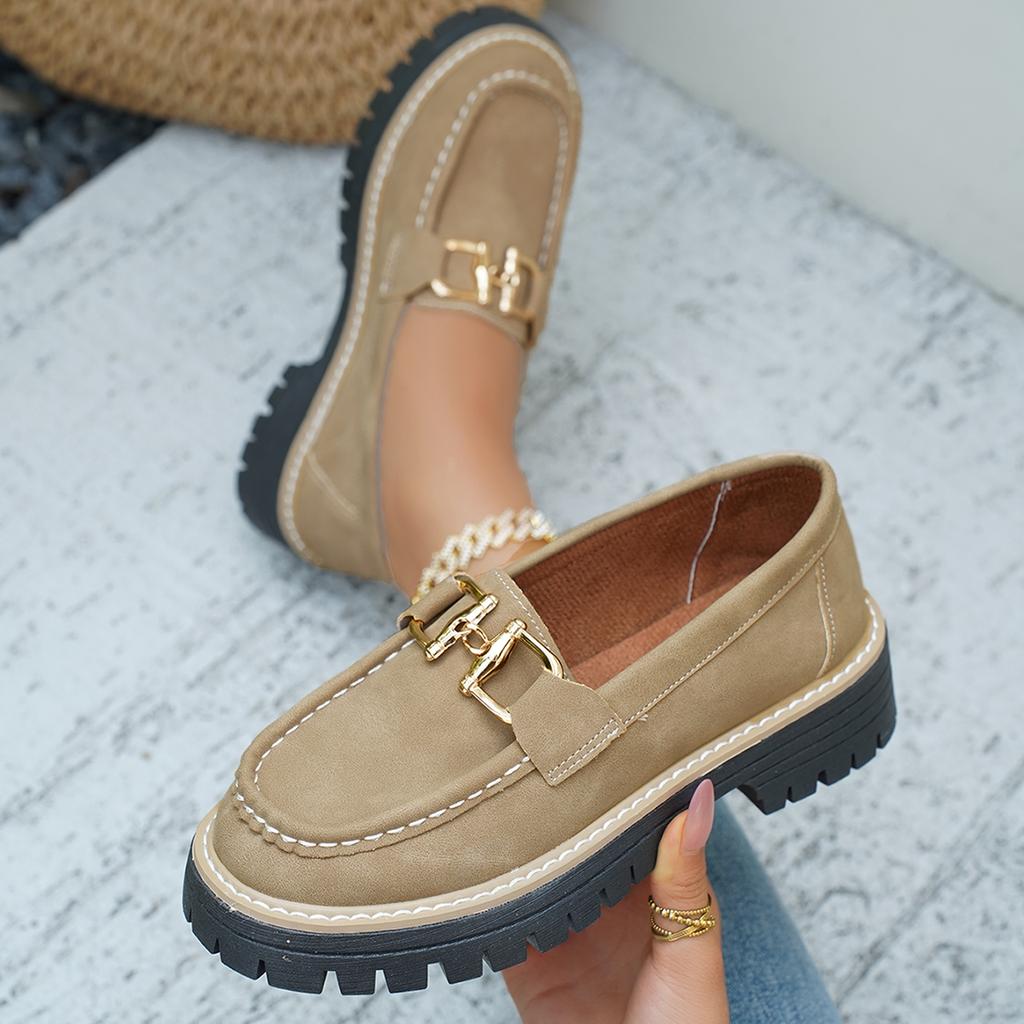 Fashion Woman Loafers Retro Autumn Shoes Ladies Large Size British Style Thick Heel Shoes Round Toe Outsole Korean Style Sneakers Woman