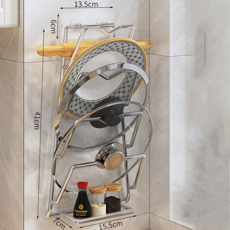 Küchen-Organizer-Regal Wandmontage Topfdeckel-Racks 2/3 Schichten Topfdeckel Metall Rostfrei Multifunktionsregal Topfdeckel-Aufbewahrungsregal