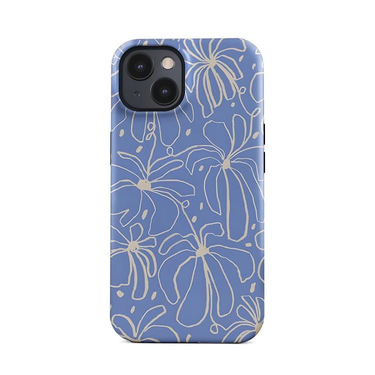 Abstract blue flower Phone Case for iPhone 17 17e 16e 16 15 14 13 12 11 X XS XR XSMAX 8 Air Pro Max Plus Double-layer Back Cover