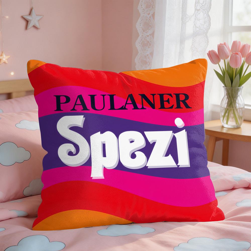 Paulaner Spezi Logo Kissenbezug Quadratisch Kurzflor Kissenhülle Wohnzimmer Sofa Heimdeko Funda X