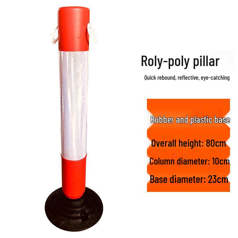 80cm Reflective Tumbler Warning Post - Removable Road Barrier Guardrail & Anti-collision Post