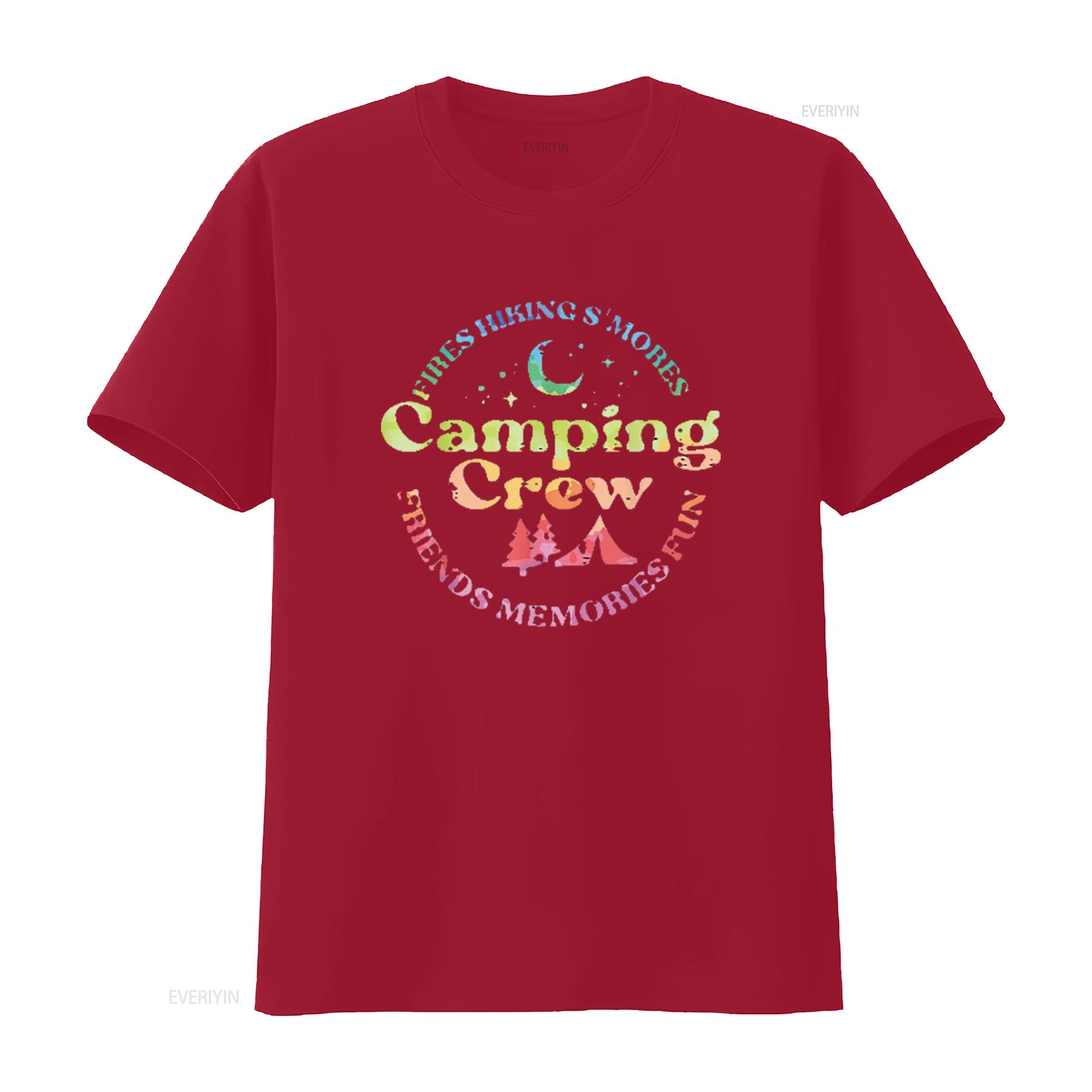 

Camping Crew Family Friends Girls Kids Toddler Youth Women T Shirt vintage Washed Casual Breathable streetwear Slightly S