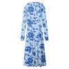 Women's And Winter Casual Fashion V-neck Long Sleeve Print Long Dress