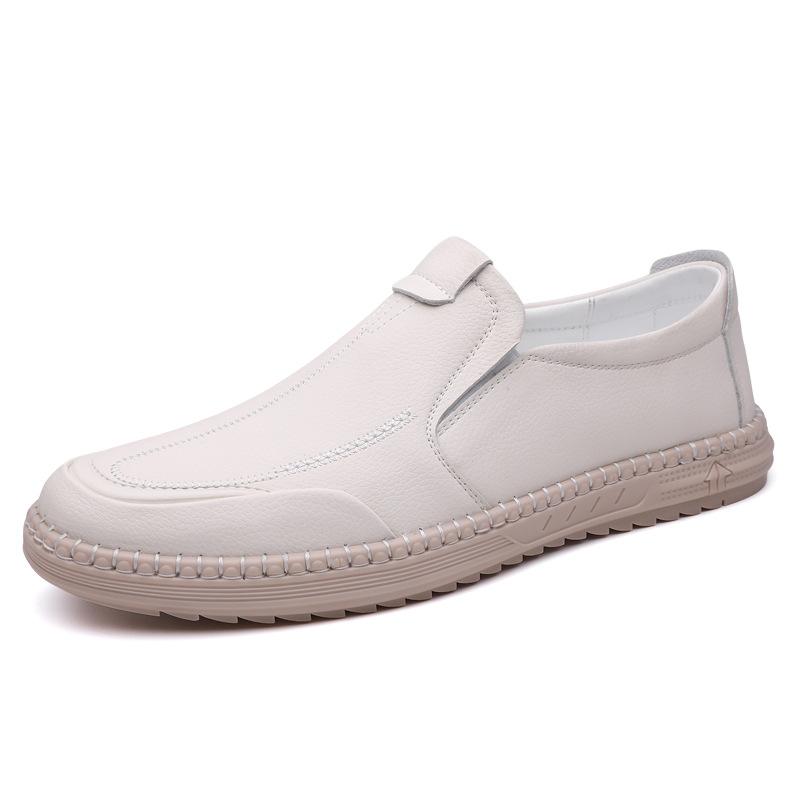 Doudou Shoes Men's One-pedal Leather Casual Leather Shoes Men's Soft-soled Lazy Dad Shoes Breathable Loafers Handmade Single Shoes