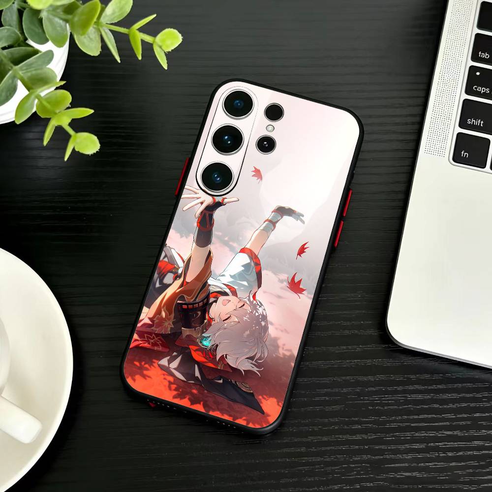 U-Genshin A-Kaedehara Kazuha Phone Case For Samsung S26,S25,S24,S23,S22,S21,S20,Ultra,Plus,FE Black Soft Cover