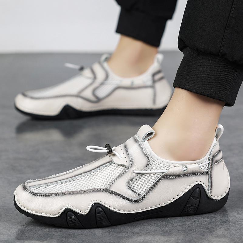 FashionPlus Size 38-46 Handmade Leather Shoes Men Handmade Shoe Casual Loafers Soft Breathable Flats Shoes Men's Moccasins for Driving