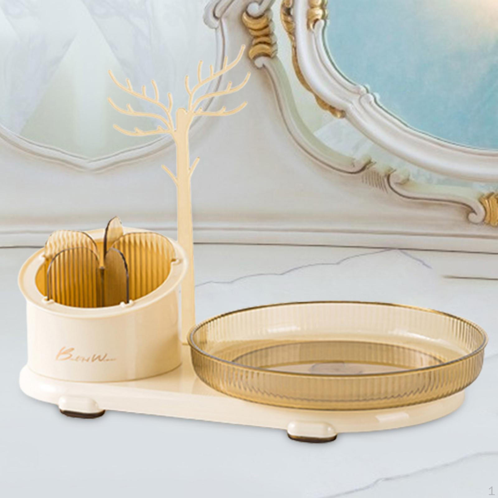 

Вращающийся на 360° органайзер для косметики, многофункциональный держатель для ювелирных изделий, лоток для хранения косметики жёлтый