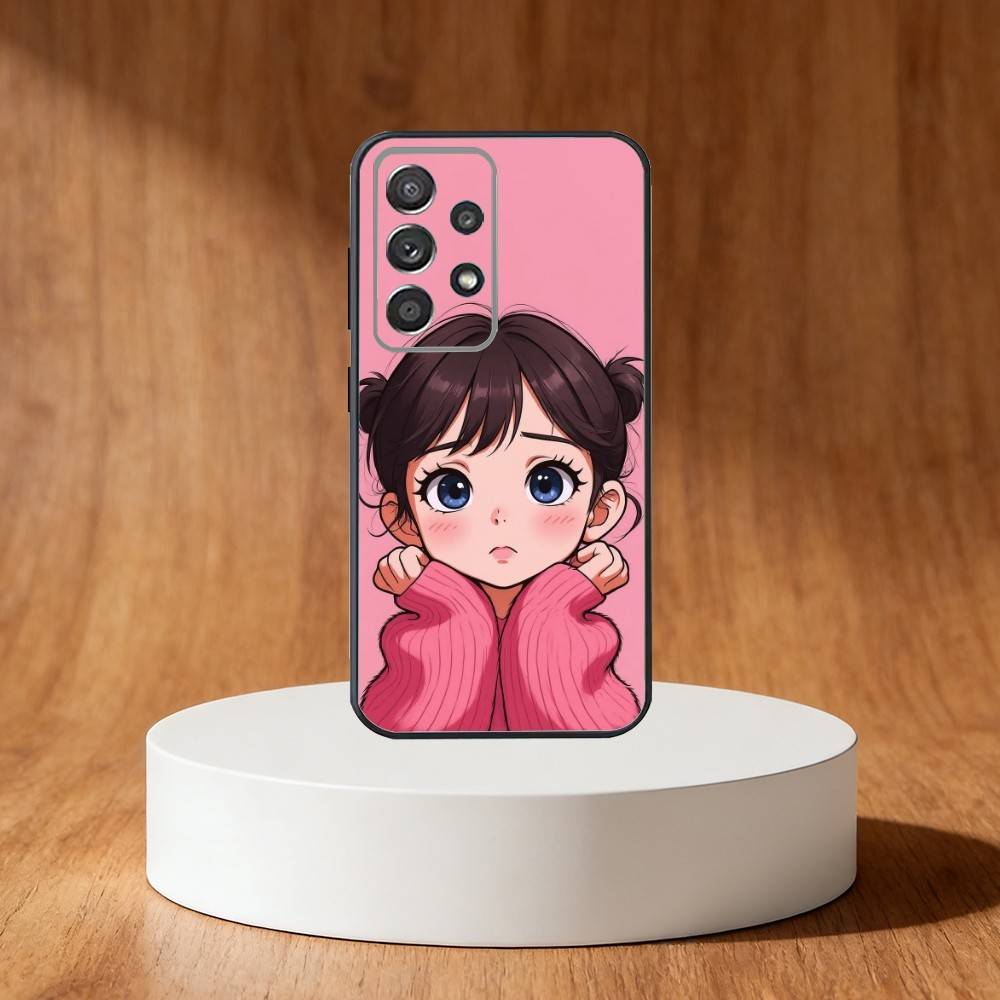 Cartoon Girl Pattern Phone Case For Samsung S25,S24,S21,S22,S23,S30,Ultra,S20,Plus,Fe,Note,10,9,5G Black Cover
