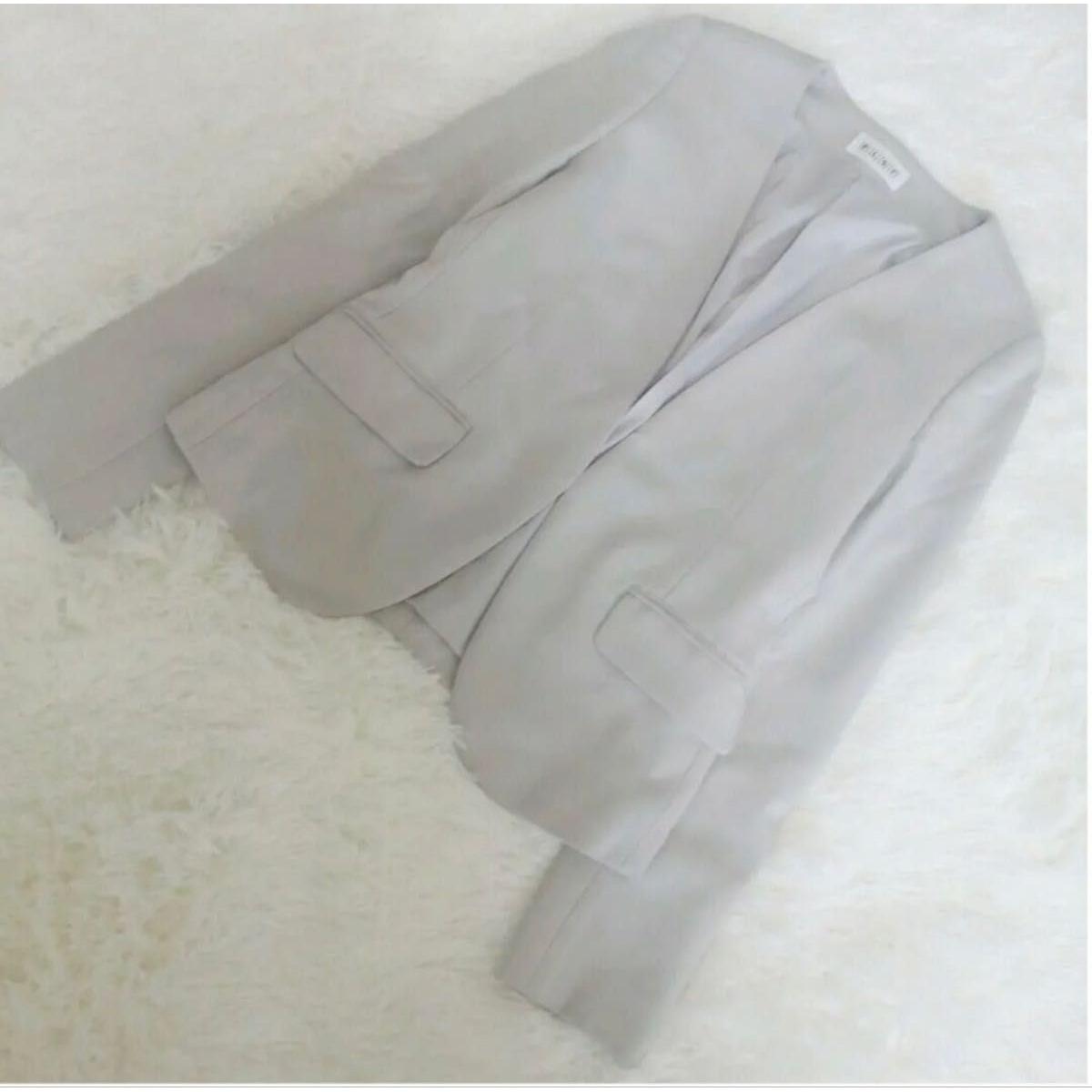 [PLST] Plaste washable rayon grosgrain collarless jacket